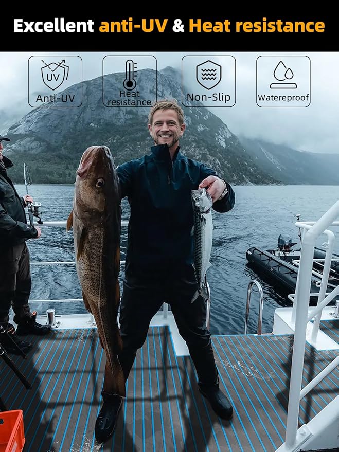 FOCEAN Boat Flooring EVA Foam Boat Decking Faux Teak Marine Flooring Boat Mat Boat Carpet Sheet for Motorboat RV Yacht Kayak Surfboard, 94.5"x 47.2"/35.4"/23.6"/15.7"