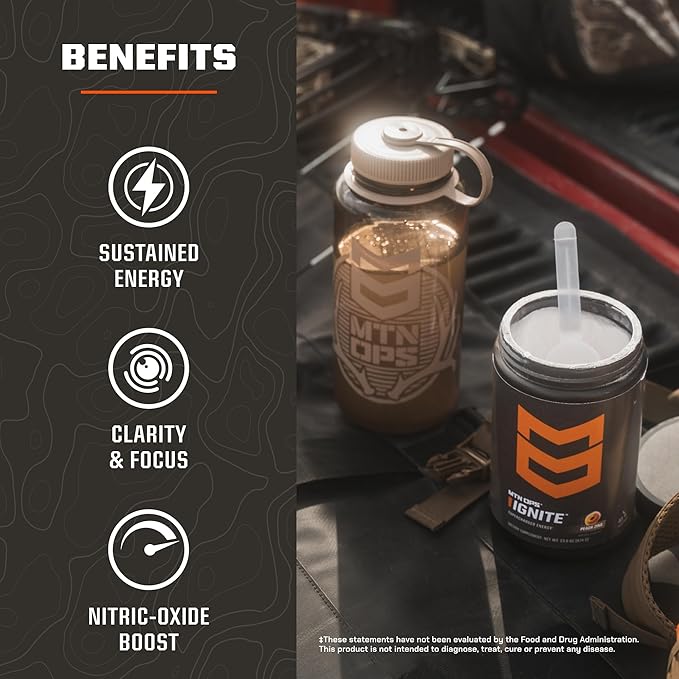 MTN OPS Ignite Energy Drink Powder, Gluten Free Nootropic Supplement Drink Mix, L Arginine, L Citrulline, Caffeine & Nootropic Sugar Free Drink Mix, 45 Servings, Pineapple Crush