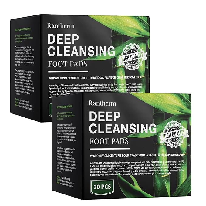 Foot Patches Pads for Deep Cleansing: Feet Patches Bamboo Wood Vinegar Ginger Foot Pads for Promoting Sleeping 20 Packs - 2 Boxes