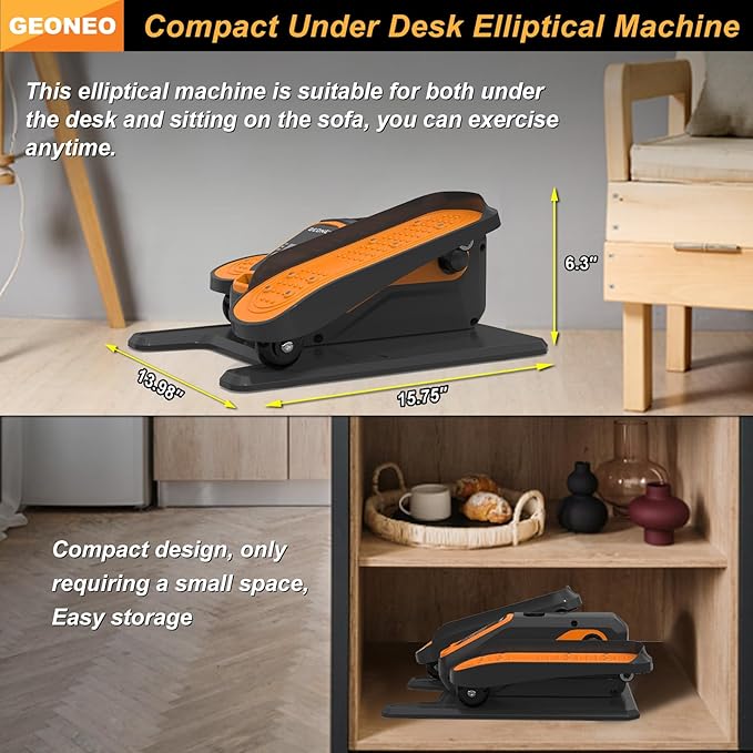 Under Desk Elliptical Machine, Electric Ellipse Leg Exerciser for Senior, Quiet and Compact Electric Seated Pedal Exerciser for Home with Monitor, Remote Control and 12 Adjustable Speeds