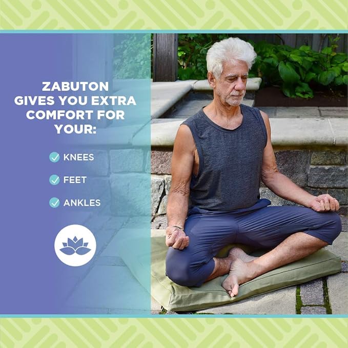 Bean Products Meditation Cushion - Zabuton Meditation Pillows for Sitting on Floor, Yoga Cushion, Cotton Yoga Pillow, Zen Kneeling Prayer Pad- Made in USA - Premium 32x26x3, Stone Gray