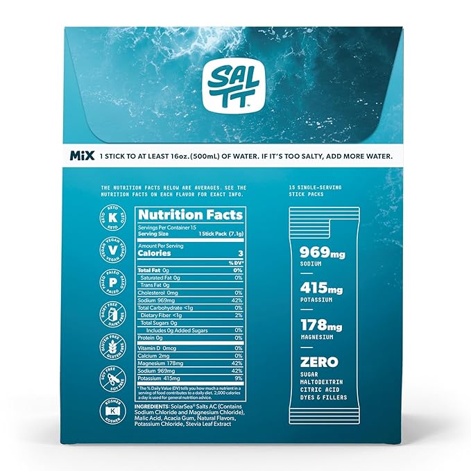 Keto Chow SALTT Electrolytes Powder Packets, All Things Mixed Variety Pack (15 Packets) - Magnesium, Potassium, Sodium, Trace Minerals - Vegan & Gluten Free - Travel Essentials - Made in USA