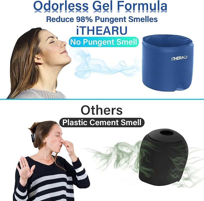 iTHERAU Migraine Relief Cap,Migraine Ice Head Wrap,Headache Ice Hat,Cold Therapy Headache Relief Cap for Migraine Eyes Mask Dark Blue Headache Ice Pack Stress Relief