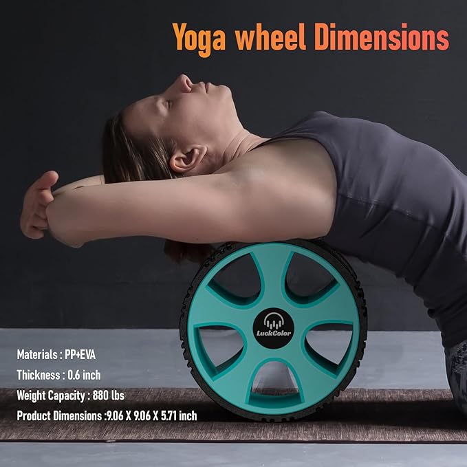 Back Roller, Back Wheel Targeted Back Pain Relief, Yoga Wheel Muscle Massage, Foam Roller for Trigger Point Therapy Physical, Stretching & Exercise, 880lbs Capacity, 10 Inch (Black+Acid Blue)