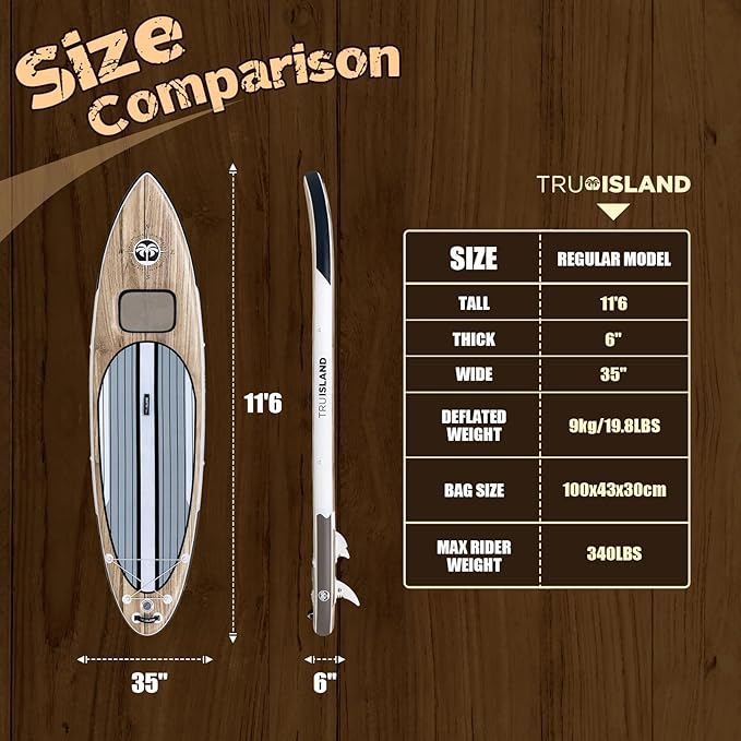 TRUISLAND Inflatable Paddle Board, Stand Up Paddle Board with Backpack, Non-Slip Thickened Deckpad, Waterproof Phone Case, Leash, Paddle, Hand Pump
