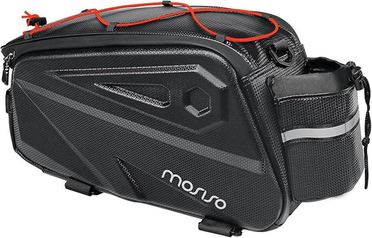 MOSISO Bike Rack Bag, Waterproof Bike Rear Rack Handbag Bicycle Trunk Bag, 14L EVA Mountain Bicycle Rear Seat Storage Saddle Pouch Cycling Luggage Pouch with Shoulder Strap, Red