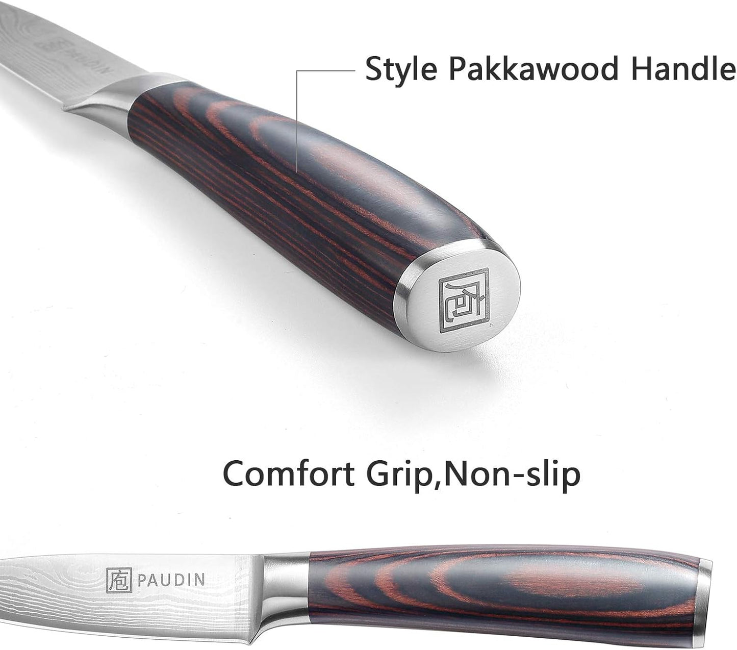 PAUDIN Paring Knife, 3.5 Inch Fruit Knife, High Carbon 5Cr15Mov Stainless Steel Forged Paring Knife, Ultra Sharp Small Kitchen Knife, Ergonomic Wooden Handle with Elegant Gift Box