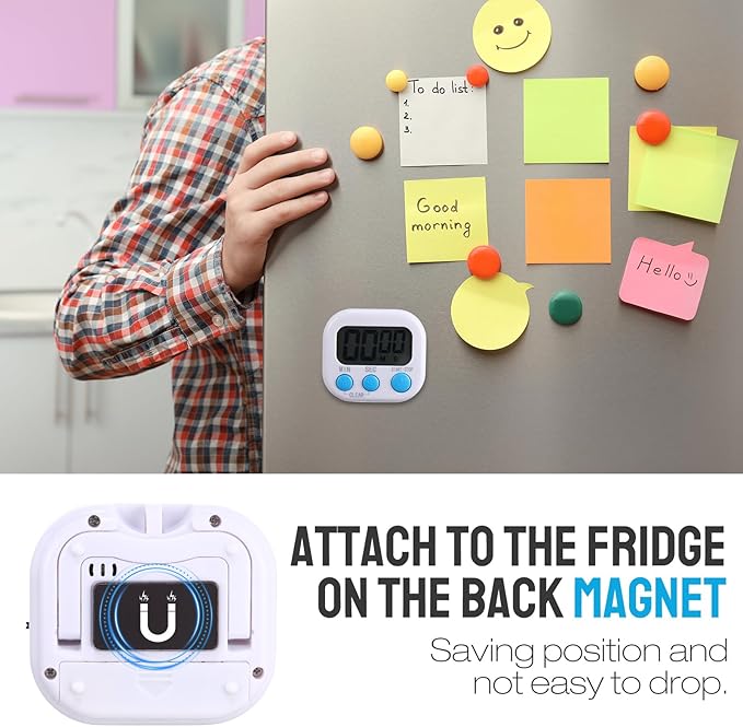 Weewooday 24 Pcs Digital Kitchen Timer Magnetic Timer Bulk On/Off Switch Minute Second Count up Countdown Loud Alarm for Exercise Cook Baking(Novel Color)