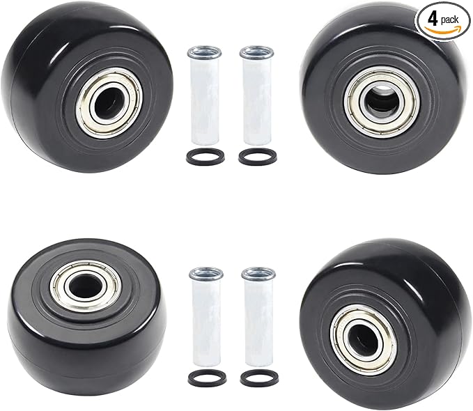 2.5" x 1.25" 4Pcs Push Cart Wheels 2.5 Inch PU Caster Wheels Just Wheel, 3/8" axle Small Plate Casters, Roller Wheel with Bearing Replacement Wheels for Laundry Cart Cargo Elevator Hand Truck