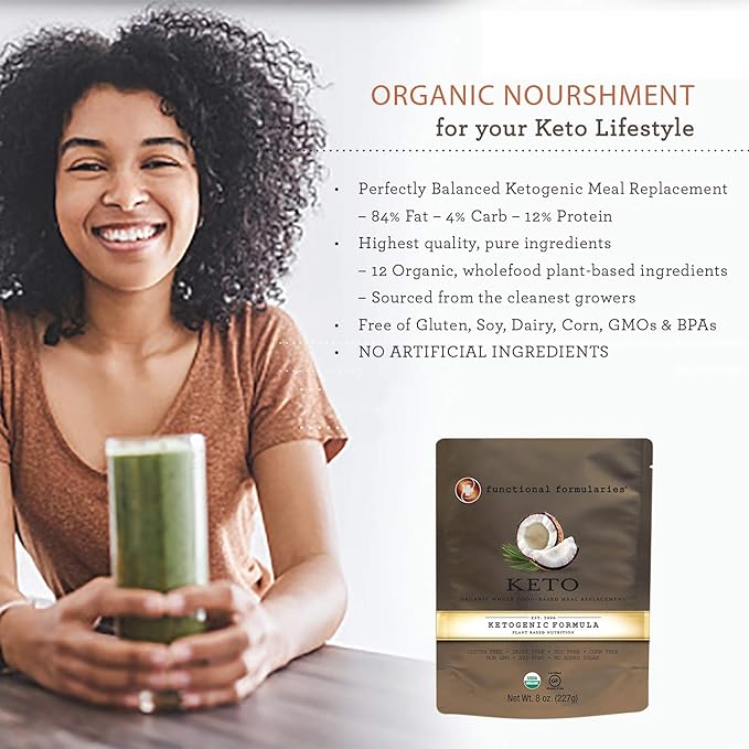 Functional Formularies Ketogenic Meal Replacement Supplement, Add To Your Recipes For Perfectly Balanced Keto Organic Nutrition, 24 Pack