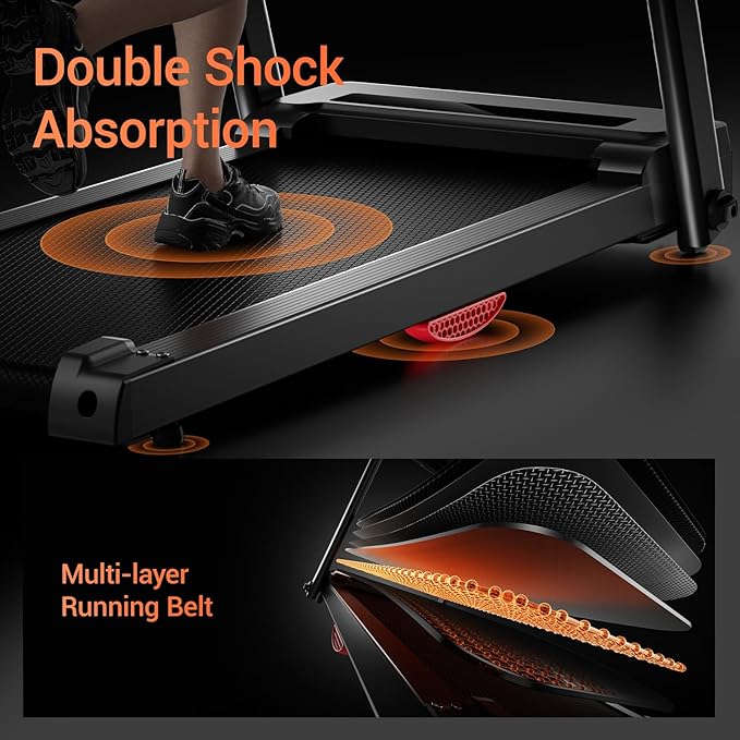 Treadmills for Home, 15% Incline Treadmill, Folding Treadmill Filpped Screen and Heart Rate Sensor, 3.0HP Quiet Brushless Dual Cushion System, 300lbs Weight Capacity