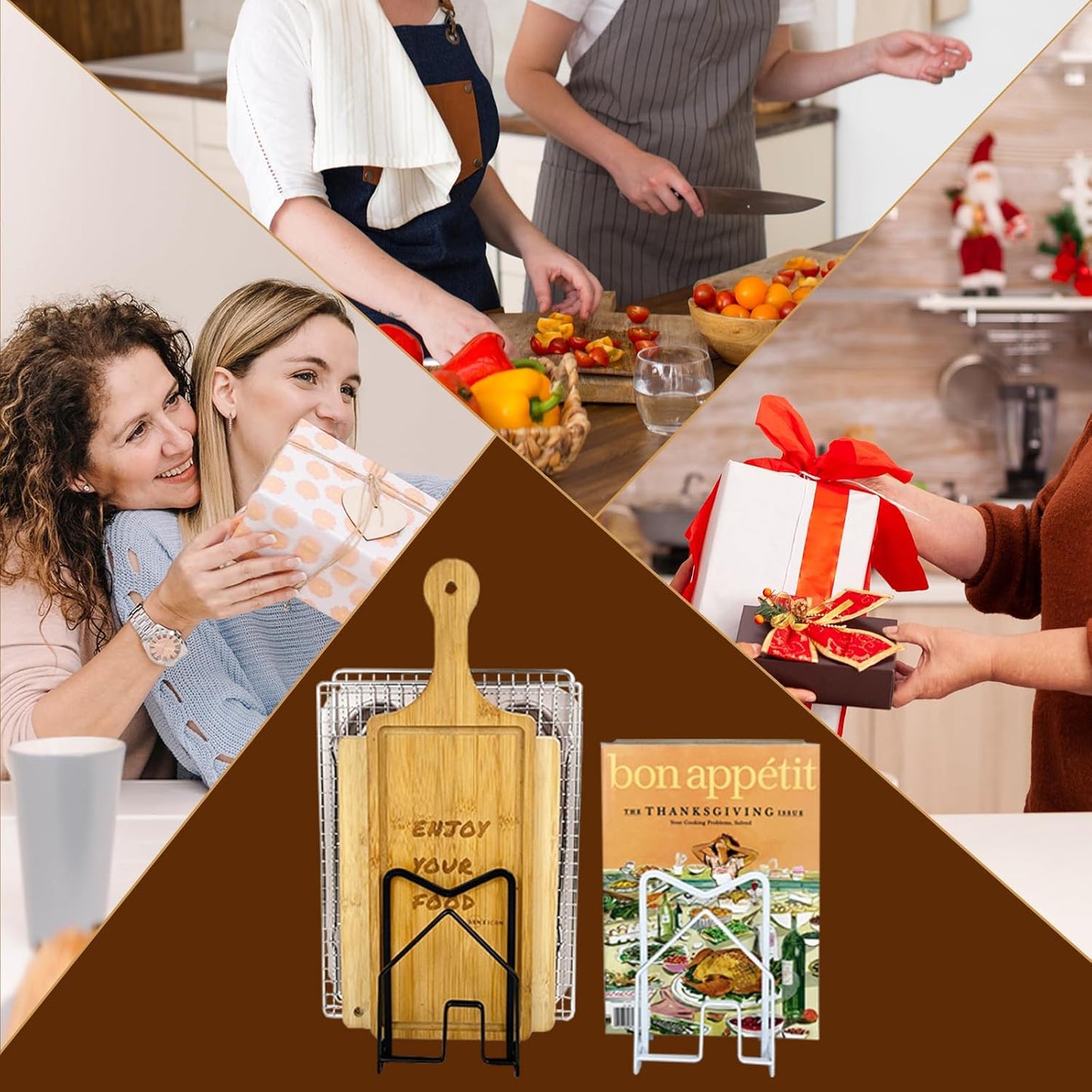 SUNFICON Cutting Board Rack Chopping Board Organizer Stand Holder Kitchen Countertop Pots Pan Lids Rack Organizer Flat Steel 4.92 x 5.7 x 8.47 in. Black