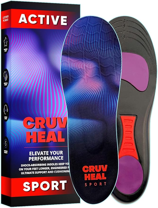 Sport Shock Absorbing Insoles - Athletic Shoe Cushioning Inserts for Men and Women - Ideal for Active Sports Running Training Hiking - Neutral Arch Good for Sneakers Shoes (S, Indigo)