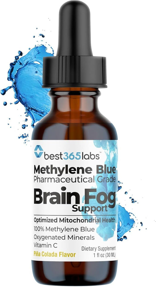 Methylene Blue Pharmaceutical Grade, USP Grade, Third-Party Tested with Vitamin C - Memory Booster - Improves Cognitive Function and Focus - Clear Thoughts and Reduced Fog - Liquid Supplement