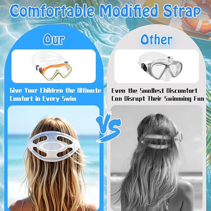 Kids Swim Goggles with Nose Cover -Diving Mask Leak-Proof Design for Boys Girls Ages 5-15 | Anti-Fog & UV Protection Swimming Glasses