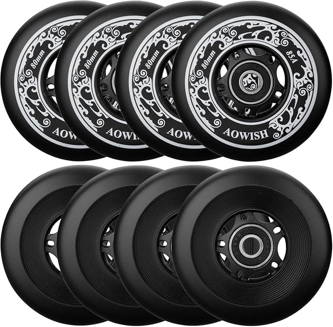 8-Pack Inline Skate Replacement Wheels 85A Outdoor Asphalt Formula Roller Blades Wheels Indoor Roller Blades Wheels with Bearings ABEC-9 & Floating Spacers