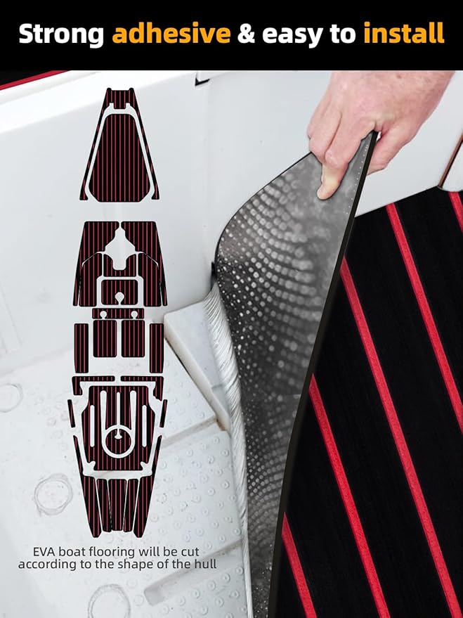 FOCEAN Boat Flooring EVA Foam Boat Decking Faux Teak Marine Flooring Boat Mat Boat Carpet Sheet for Motorboat RV Yacht Kayak Surfboard, 94.5"x 47.2"/35.4"/23.6"/15.7"