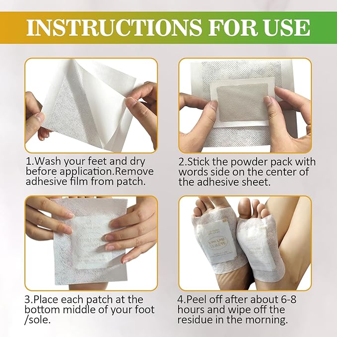 62 Pads Foot Pads -with Pure Natural Turmeric & Ginger, Wormwood, Bamboo Vinegar, Bigger Adhesive Pad Ginger Foot Pads