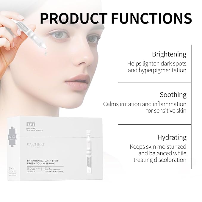 Brightening Hydrating Facial Serum Ampoules, with Niacinamide, Tranexamic Acid & 3‑O‑Ethyl Ascorbic Acid (Vitamin C), Alpha‑Arbutin, Madecassoside & Panthenol for Smooth, Dewy Skin