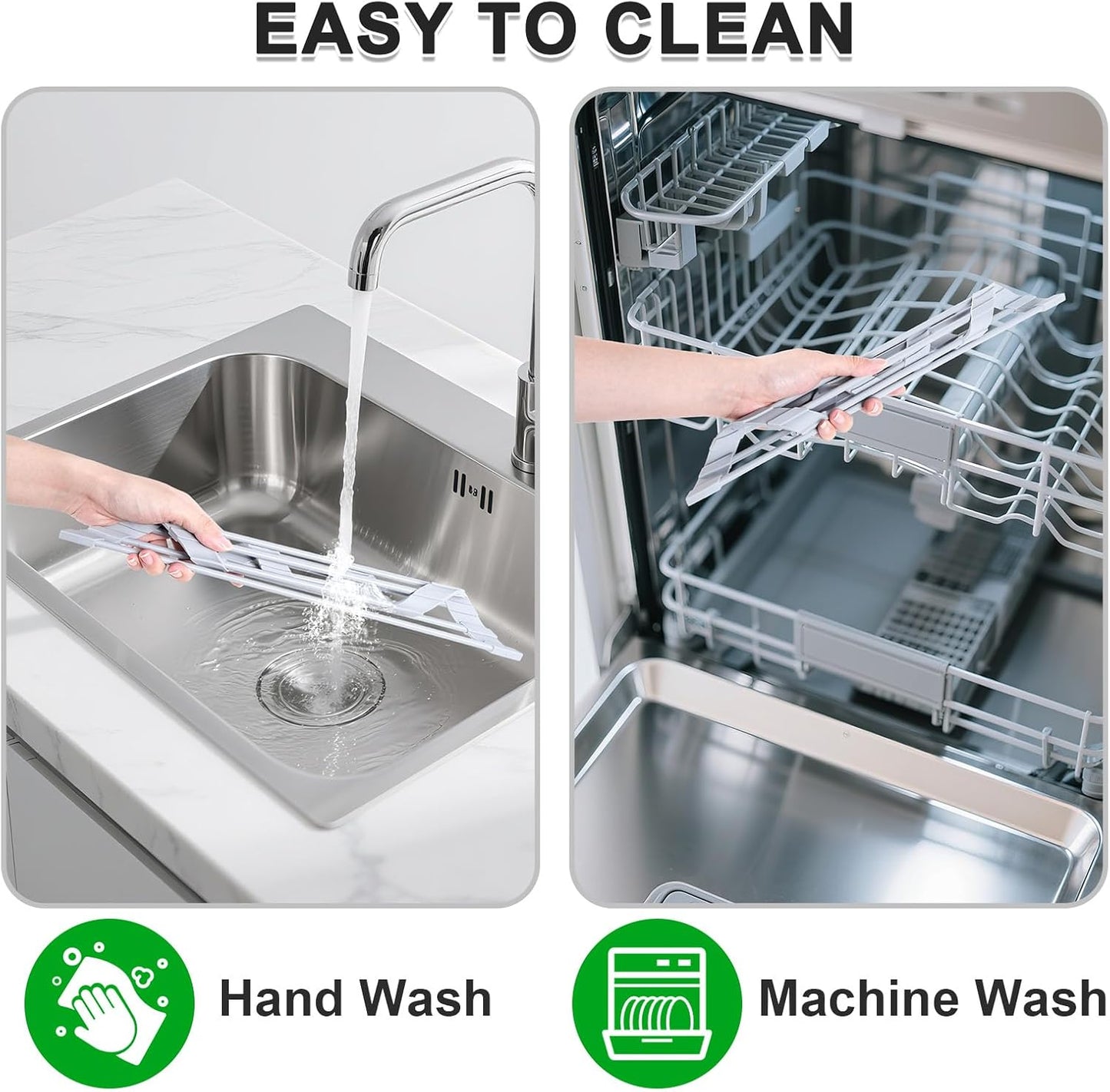 Triangular Sink Rack, Multi-Functional Rack Above The countertop, Foldable Sink Drying mat, Heat-Resistant, Non-Slip, and Rust-Proof Dish Rack (Gray)