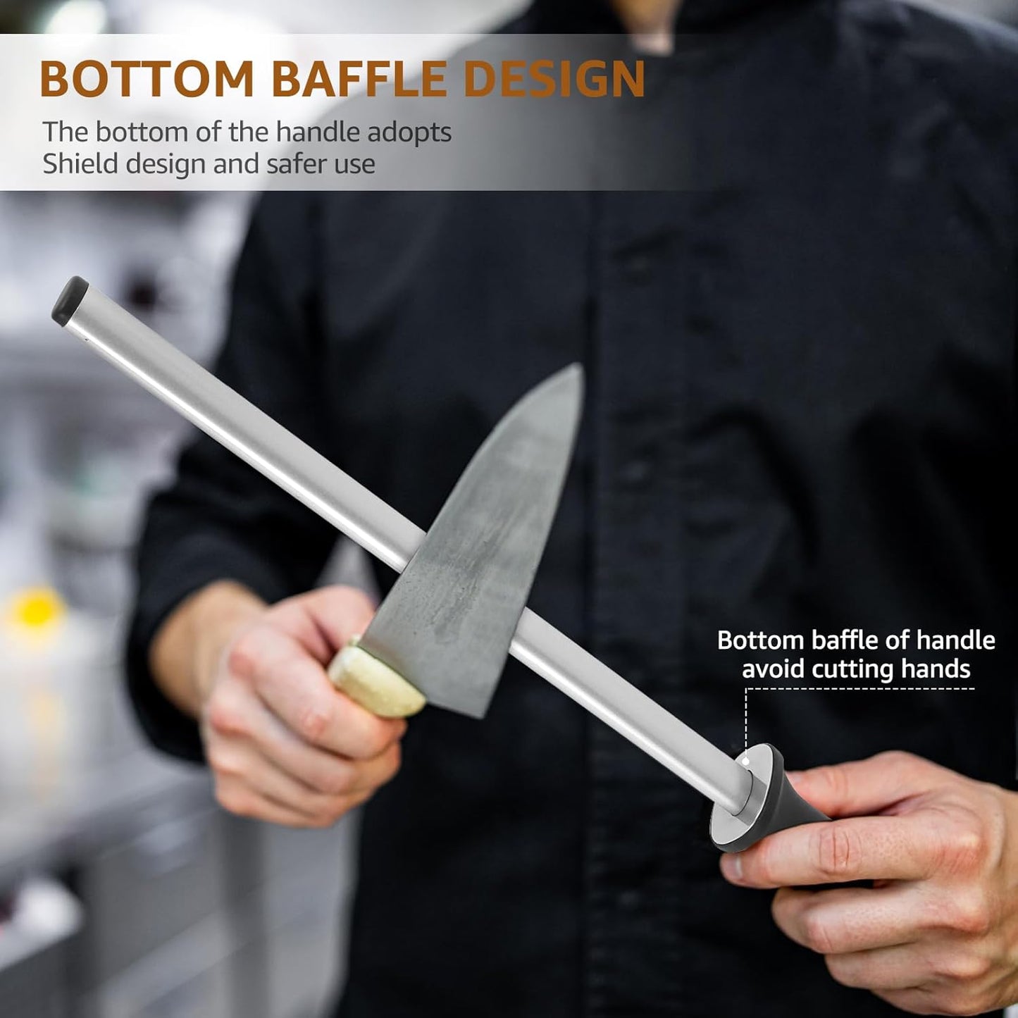 3 PCS 12 Inch Diamond Honing Steel, Diamond Sharpening Rod Knife 1000 Grit Sharpener Rod with Hanging Holes for Kitchen Knife, Chef, Hunting or Home Gourmet Blade, 17" Overall