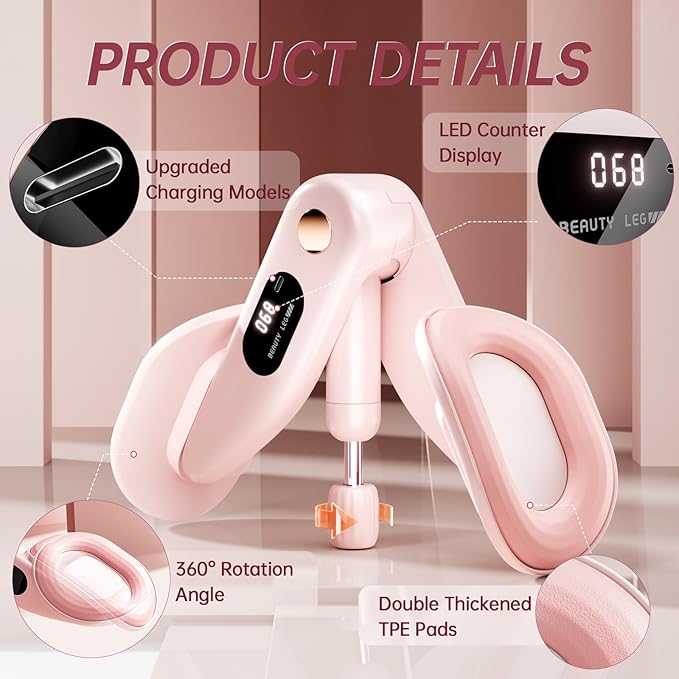 Thigh Master Hip Trainer Kegel Exerciser, Pelvic Floor Muscle Trainer for Women and Inner Thigh Exercise Workout for Men, Thigh & Hip Strengtheners for Home Gym Workout