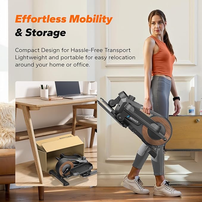 MERACH Sitting Under Desk Elliptical Machine, Leg Exerciser While Sitting for Seniors, Seated Pedal Exerciser, Quiet & Portable Pedal Exerciser with 8 Resistance Levels, Work from Home Fitness