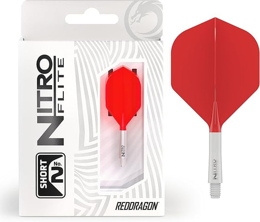 RED DRAGON Darts – Nitro Flite Integrated Flight & Shaft System – No.2 Shape and Design - Available in Short, Intermediate & Medium - Available in Variety of Colours - Professional Darts Accessories