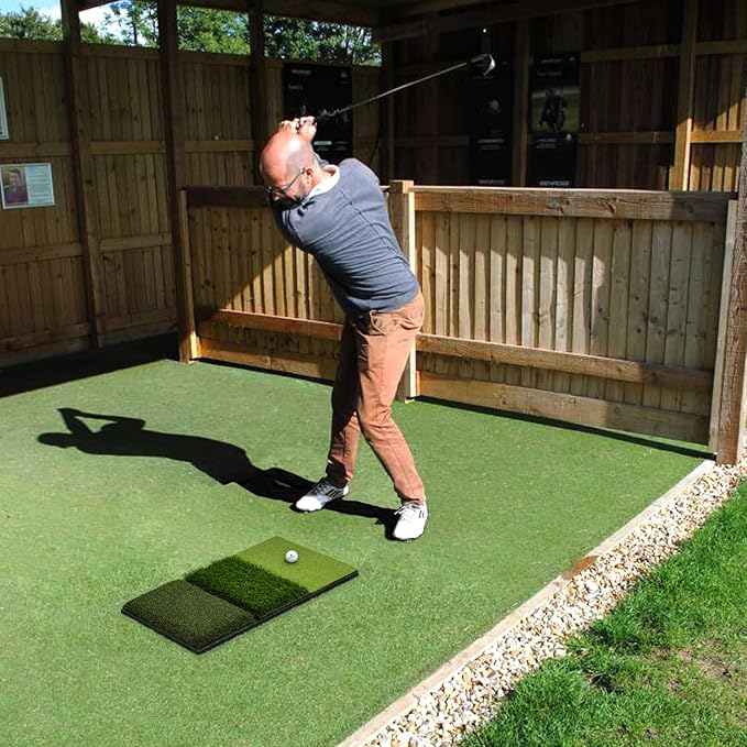 SAPLIZE Foldable Heavy-Duty Golf Hitting Mat, Practice Mat with 10mm EVA Rubber Backing, Larger Size for Indoor/Outdoor Swing and Chipping Practice, Anti-Deformation