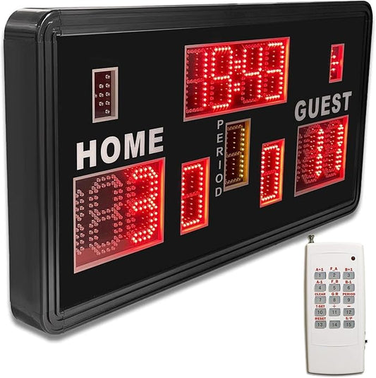 YZ Large Electronic Scoreboard with Buzzer, Wall-Mounted Professional Digital Scoreboard with Remote, Basketball Scoreboard with Timer, Digital Score Keeper for Basketball