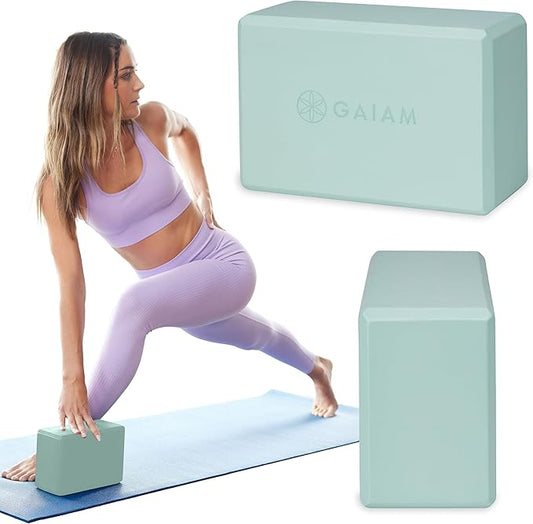 Gaiam Yoga Block - Supportive Latex-Free Eva Foam - Soft Non-Slip Surface with Beveled Edges for Yoga, Pilates, Meditation - Yoga Accessories for Stability, Balance, Deepen Stretches