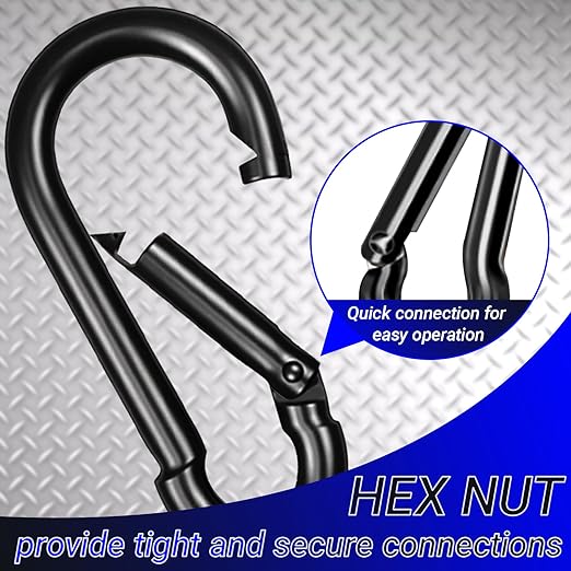 1.97" Spring Snap Hook Carabiners, 12 Pcs Galvanized Steel Black Small Carabiner Clip, Keychain Clip, Quick Link Key Chain for Hammock Swing Set Outdoor Travel, Camping, Fishing, Hiking