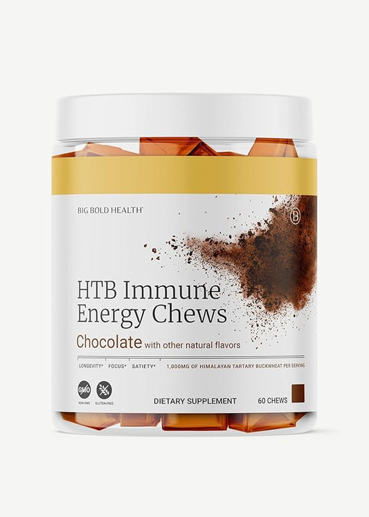 BIG BOLD HEALTH HTB Immune Energy Chews, Organic Sprouted Buckwheat with Vitamin D, Vitamin C, Zinc and Magnesium. Flavored with Delicious Real Cocoa Powder.