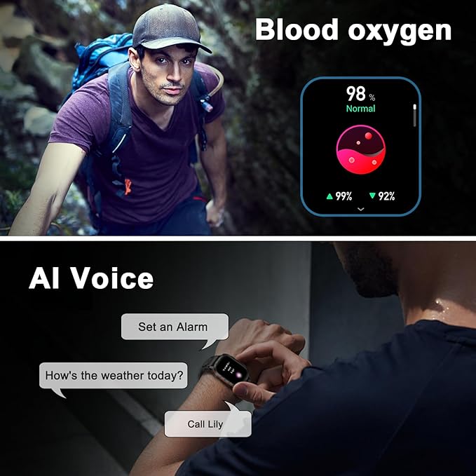 Smart Watch for Men Fitness Tracker: Make/Answer Call Military Smart Watches for Men Digital Watches Run Waterproof Smartwatch Android Phones iPhone Samsung Compatible Heart Rate Monitor Orange Black