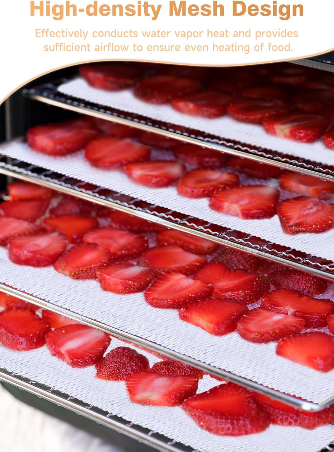 SUCISENI 6 Pack Silicone Dehydrator Sheets (14 x 21 Inch) Premium Non-Stick Silicone Mesh Mat for Fruit Food Dehydrator Reusable Dehydrated Tray Liners for Fruits Meat Vegetables Herbs