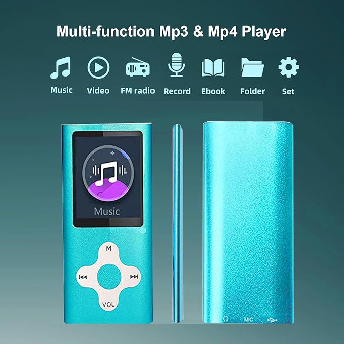 Mp3 Player,Music Player with a 16 GB Memory Card Portable Digital Music Player/Video/Voice Record/FM Radio/E-Book Reader/Photo Viewer/1.8 LCD (Sky Blue)