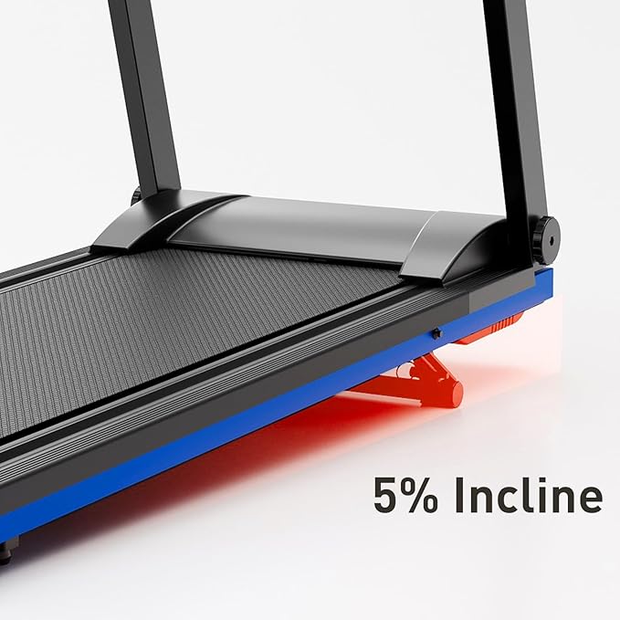 Treadmill with 5% Incline, 300lbs Capacity Folding 15 HP Small Treadmills for Home Portable Running Treadmill with Handles Quiet Brushless Dual Cushion System, Electric Compact Treadmil