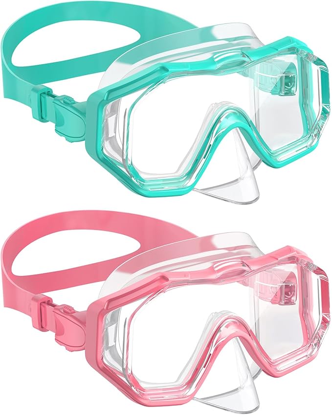 W WSTOO Kids Swim Goggles with Nose Cover,Snorkel Diving Swimming Mask for Youth 5-15,HD 3-Window Wide Vision Anti-Shattered Lens Anti-Fog&Leak