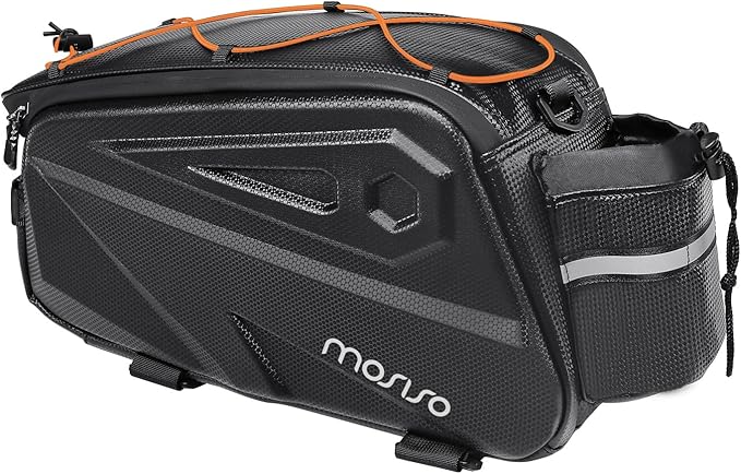 MOSISO Bike Rack Bag, Waterproof Bike Rear Rack Handbag Bicycle Trunk Bag, 14L EVA Mountain Bicycle Rear Seat Storage Saddle Pouch Cycling Luggage Pouch with Shoulder Strap, Orange