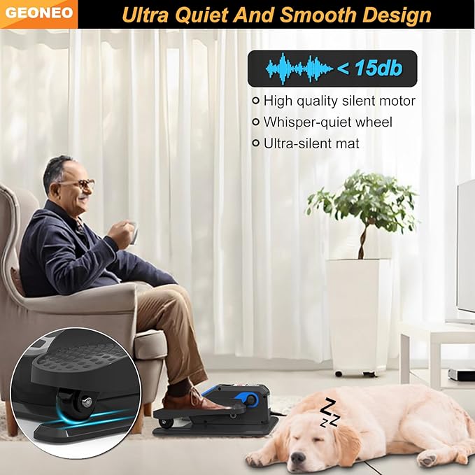 Under Desk Elliptical Machine, Electric Ellipse Leg Exerciser for Senior, Quiet and Compact Electric Seated Pedal Exerciser for Home with Monitor, Remote Control and 12 Adjustable Speeds