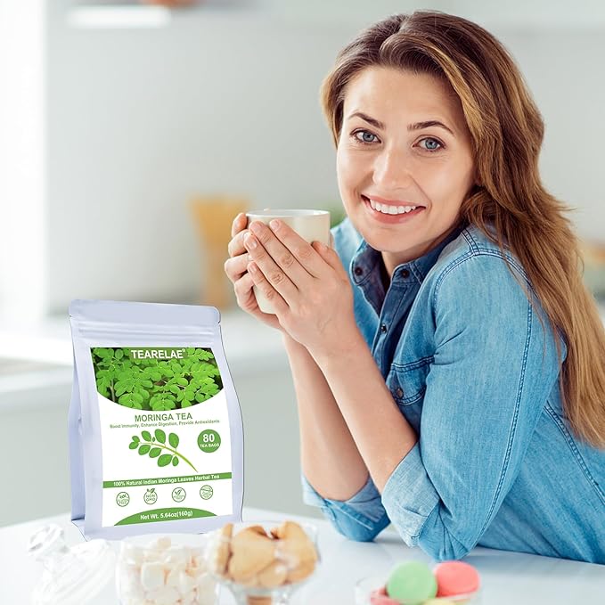 TEARELAE - Moringa Tea - 2g x 80 Count - Premium Moringa Leaves Tea Bags - Boost Immunity, Aid in Digestion - Non-GMO - Caffeine-Free
