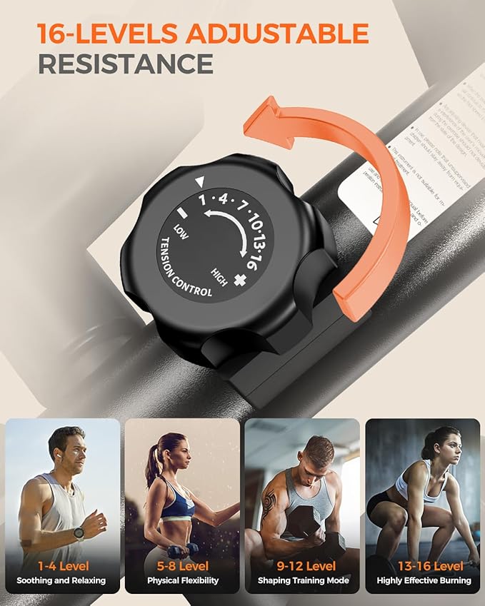 pooboo Elliptical Machine, Elliptical Exercise Machine with 16-Level Resistance&Hyper-Quiet Magnetic Driving System, Elliptical Machine for Home with LCD Monitor&15.5IN Stride, 350LBS Weight Capacity