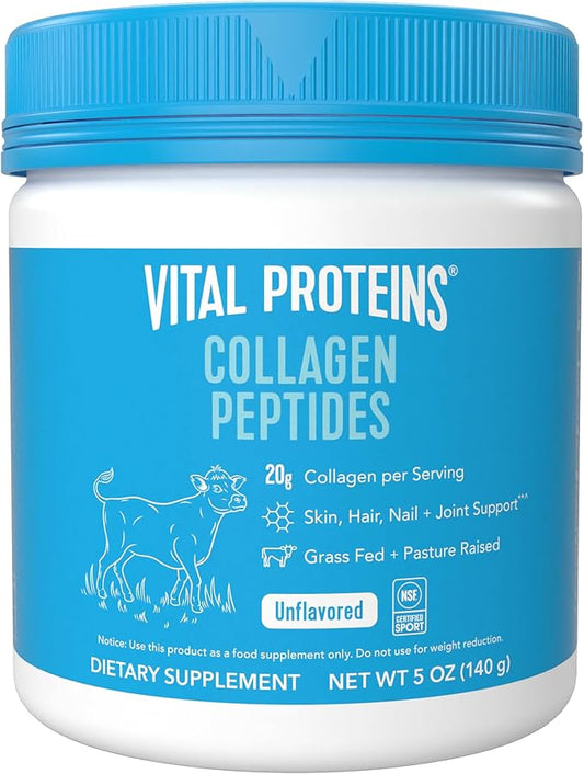Vital Proteins Collagen Peptides Powder Supplement for Skin Hair Nail Joint Health or Support - Hydrolyzed Collagen - Unflavored, 7 Servings