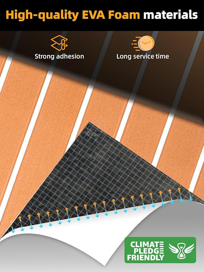 FOCEAN Boat Flooring EVA Foam Boat Decking Faux Teak Marine Flooring Boat Mat Boat Carpet Sheet for Motorboat RV Yacht Kayak Surfboard, 94.5"x 47.2"/35.4"/23.6"/15.7"