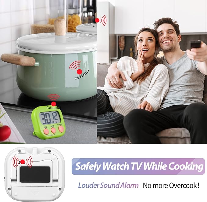 Weewooday 24 Pieces Digital Kitchen Timer Magnetic Timers for Classroom ON/Off Switch Minute Second Count up Countdown Big LCD Display Loud Alarm for Exercise Cook Baking Teacher Kid (Assorted Color)