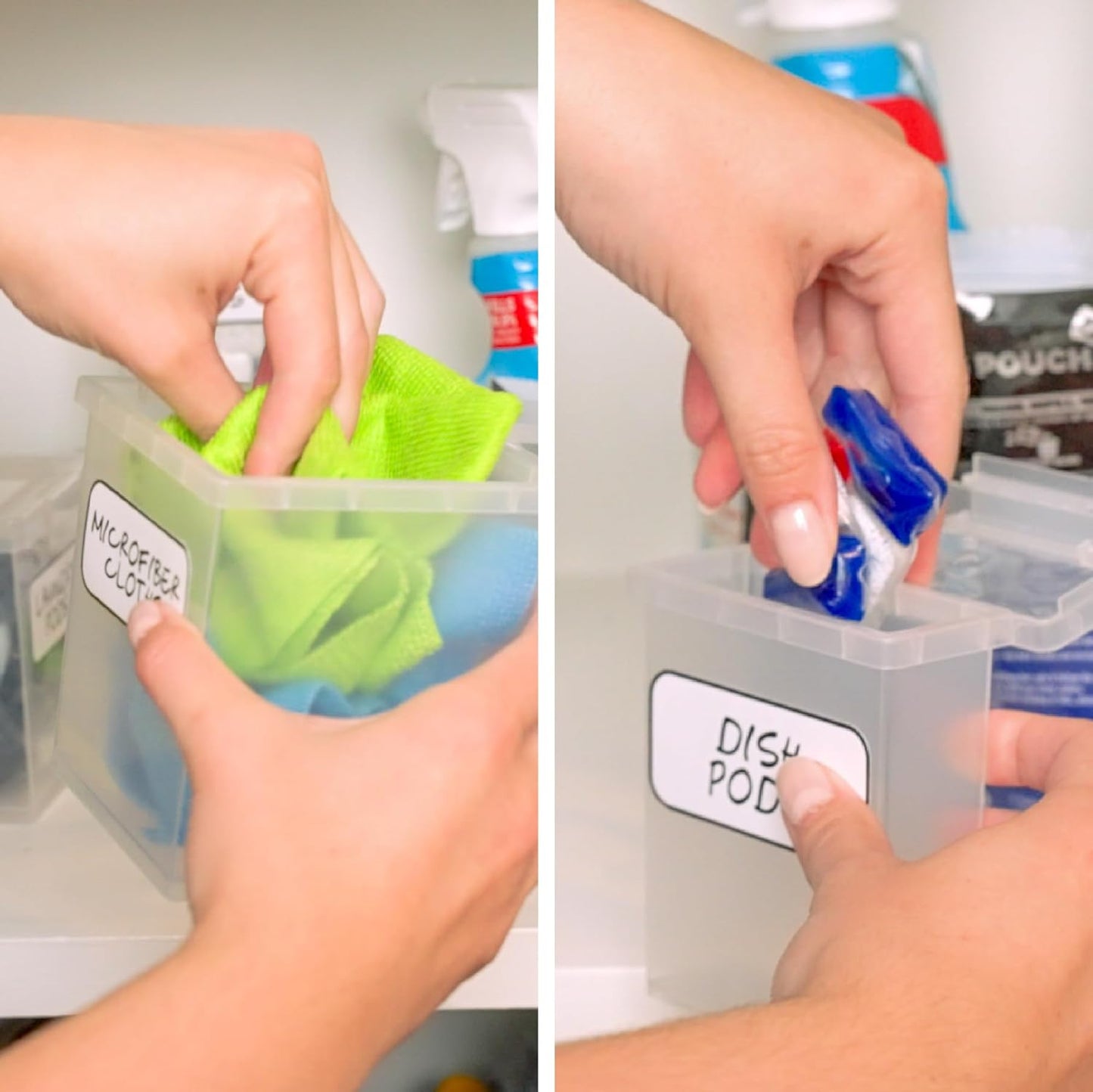 Bostitch Konnect Storage Containers with Lids, Organizer, Clear Plastic Box, Stackable Nesting Bins, 3-Piece Bundle, 1 Medium, 2 Small