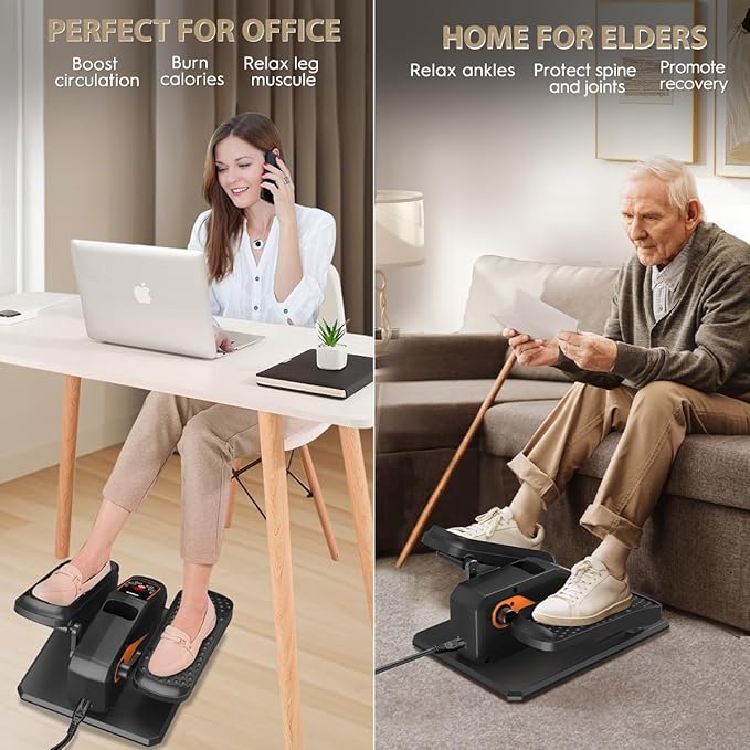 Under Desk Elliptical Machine, Electric Ellipse Leg Exerciser While Sitting for Seniors Adults, Quiet & Portable Electric Seated Pedal Exerciser with Remote Control, 15 Adjustable Speeds, 5 Auto Modes