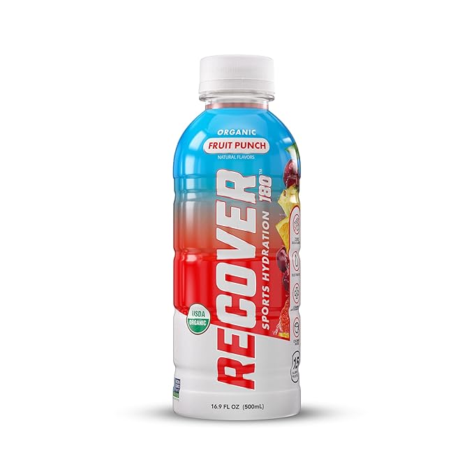 RECOVER 180 Organic Sports Hydration Drink, No Sugar Added, 15 Calorie Sports Beverage, Organic Flavors With Vitamins, Potassium-Packed Electrolytes (16.9 Fl Oz (Pack of 12), Variety Pack)