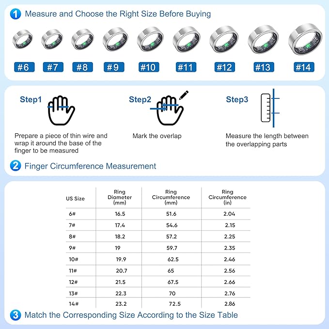 Smart Ring for Women Men - Titanium Health Fitness Tracker Ring with Heart Rate, Step Counting, Calories, Sleep & Stress Monitor for iPhone and Android, No Subscription Fee (Black, 9)