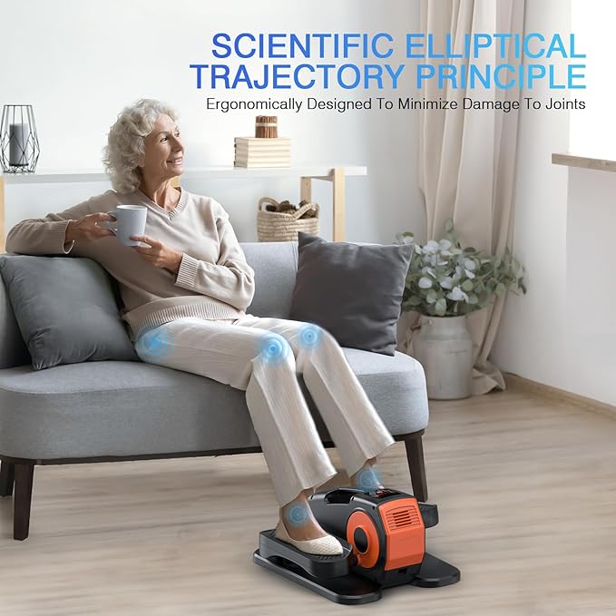 Under Desk Elliptical, Elliptical Leg Exerciser for Seniors, Home Portable Elliptical with Remote Control and 12 Adjustable Speeds, Electric Seated Pedal Exerciser